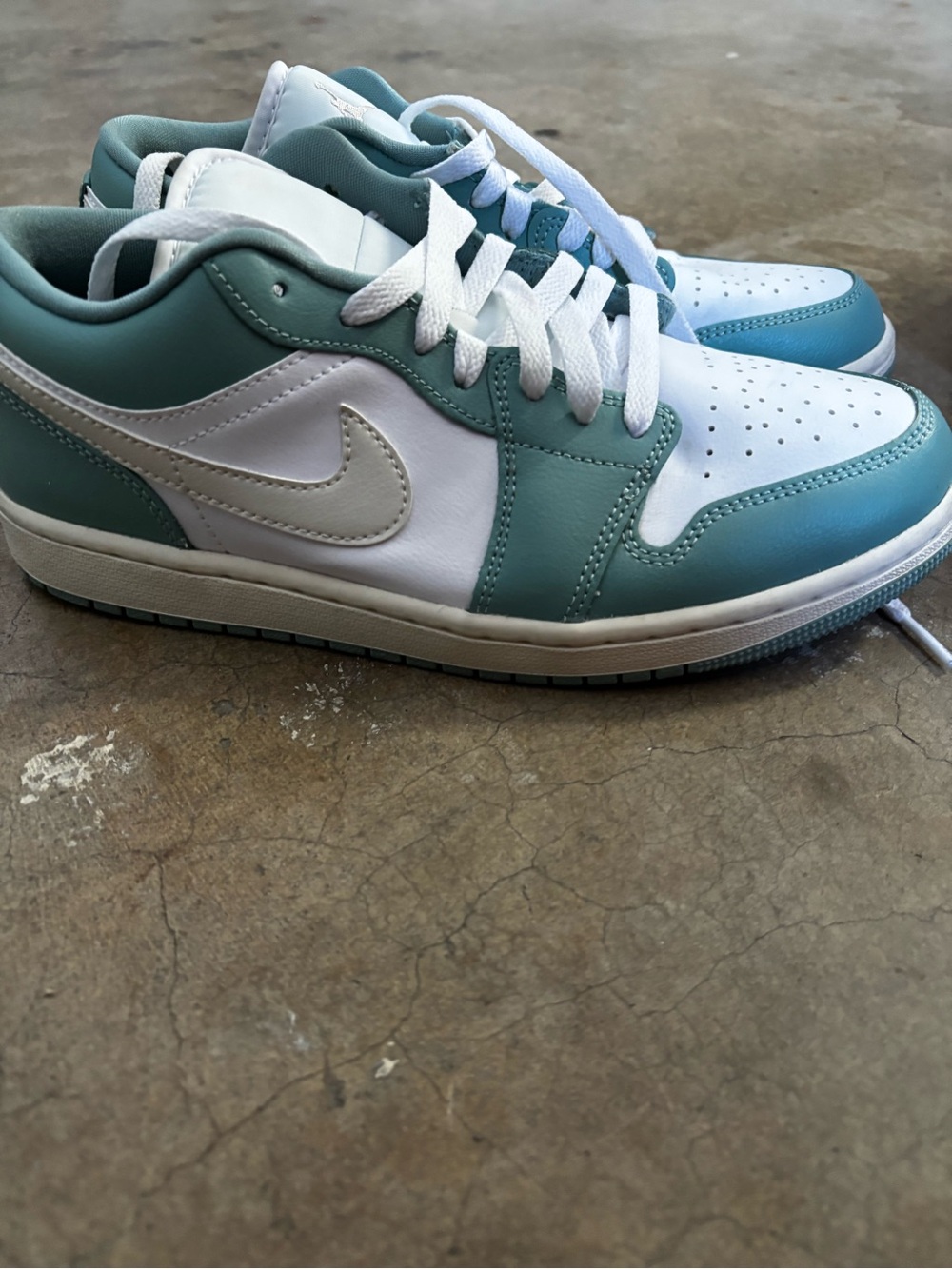 Jordan Women's Low Sneakers - White & Teal Green